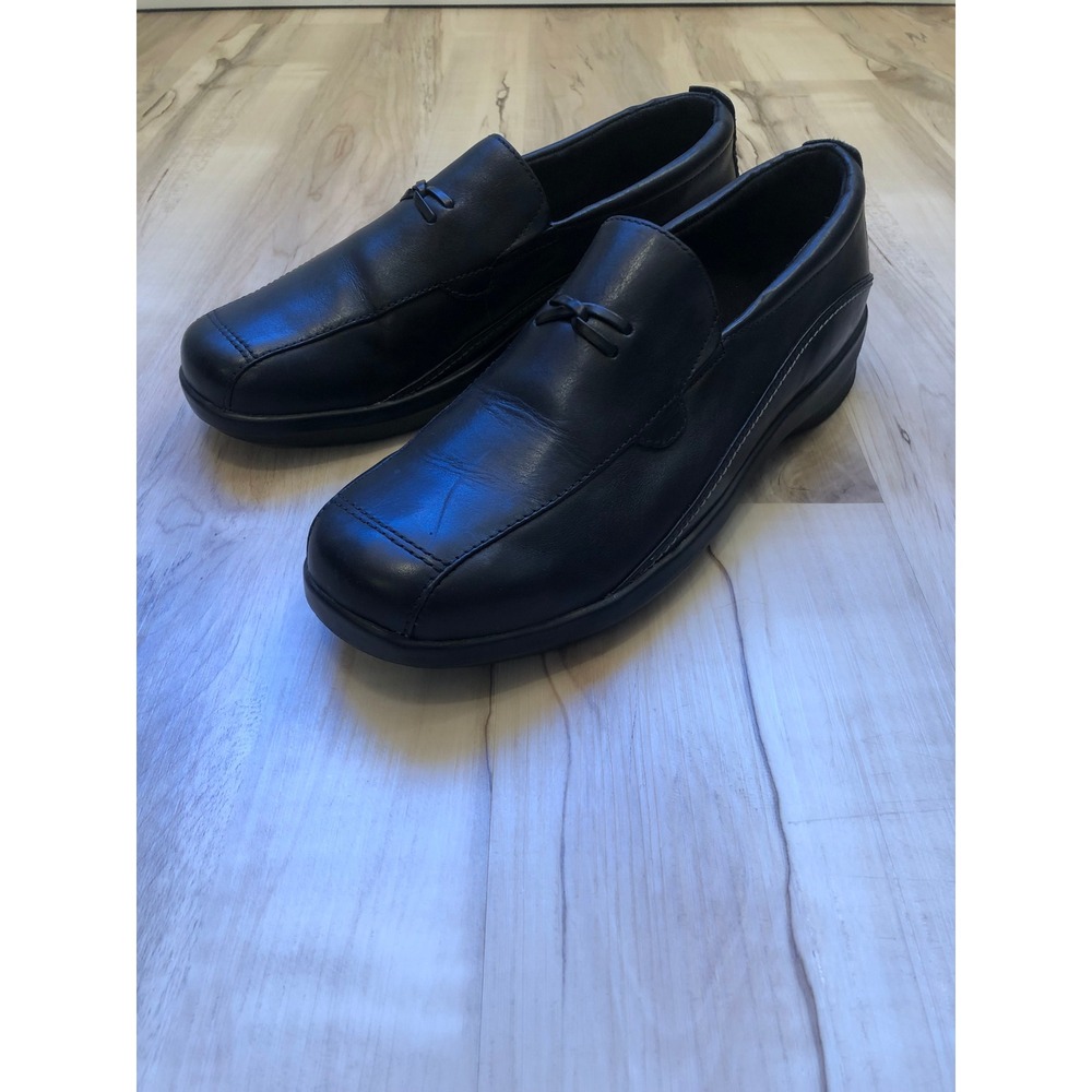 Aetrex E220W Black Leather Loafers Womens 10W Orthopedic Comfort Slip On Shoes
